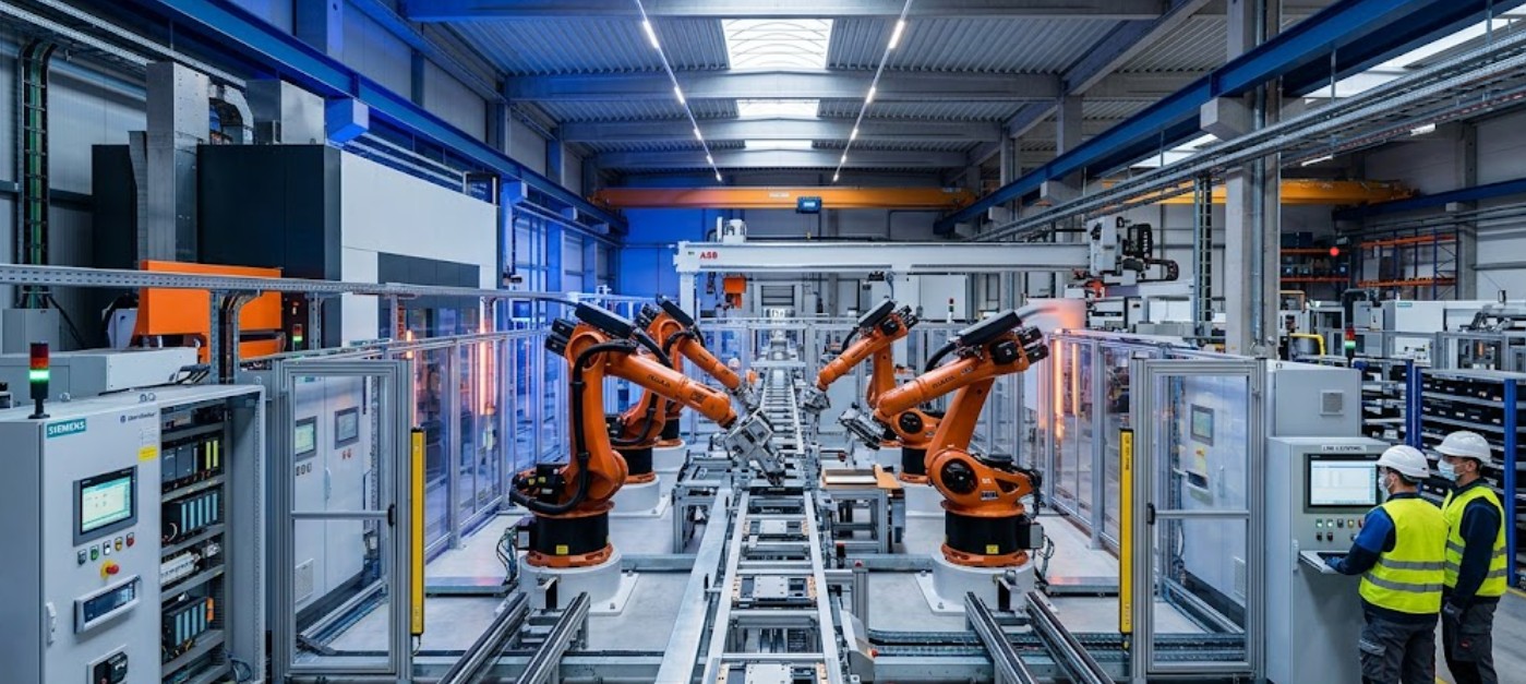 Robotik &uuml;retim h&uuml;cresi ve otomasyon hattı